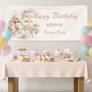 Baking Party For Girls Soft Pastel Happy Birthday Banner