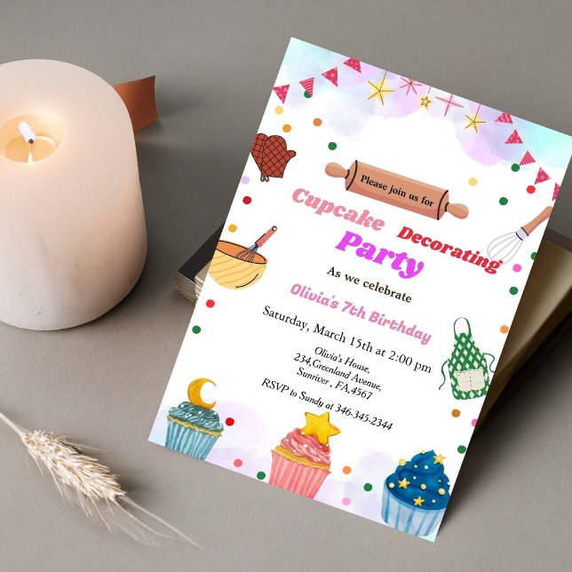 Baking party girl decorating birthday party,  invitation (Creator Uploaded)