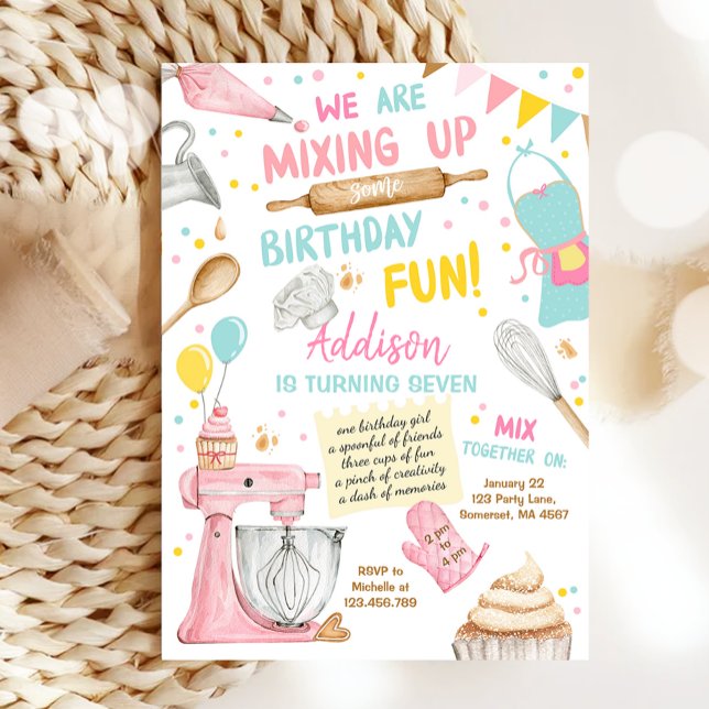 Baking Party Girl Kids Cooking Birthday Invitation (Creator Uploaded)