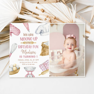 Baking Party Girl Kids Cooking Birthday Photo Invitation