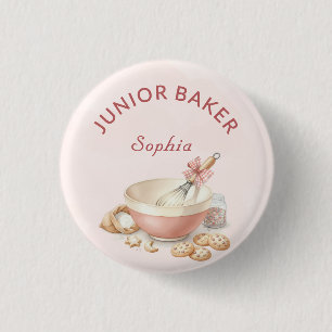 Baking Party Girls Birthday Elegant Bowl & Whisk 3 Cm Round Badge