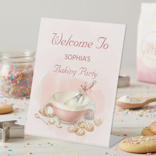Baking Party Girls Birthday Elegant Bowl & Whisk Pedestal Sign