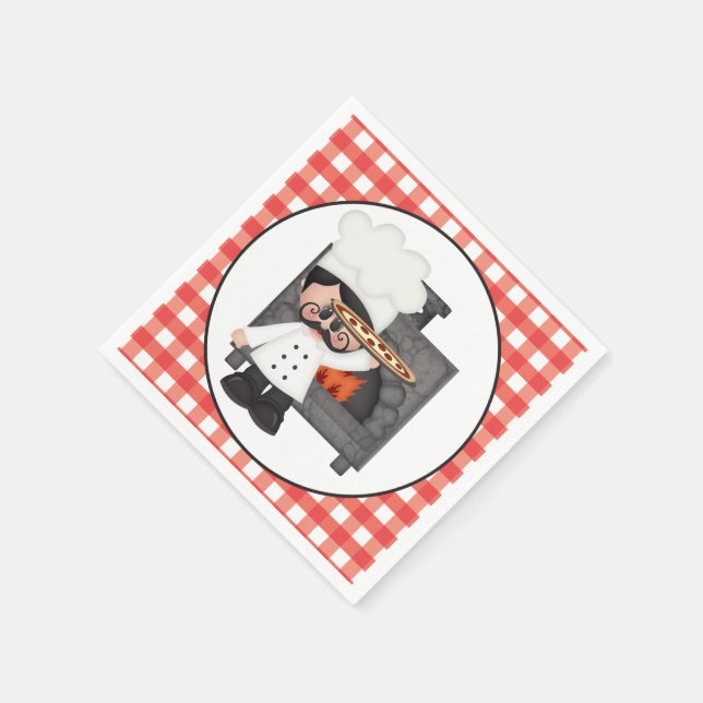 Baking pizza chef party paper napkins (Corner)