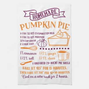 Baking, Pumpkin Pie Recipe Kitchen Towel