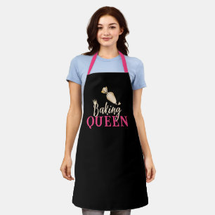Baking Queen Gold Pastry Piping Bag Black & Pink Apron