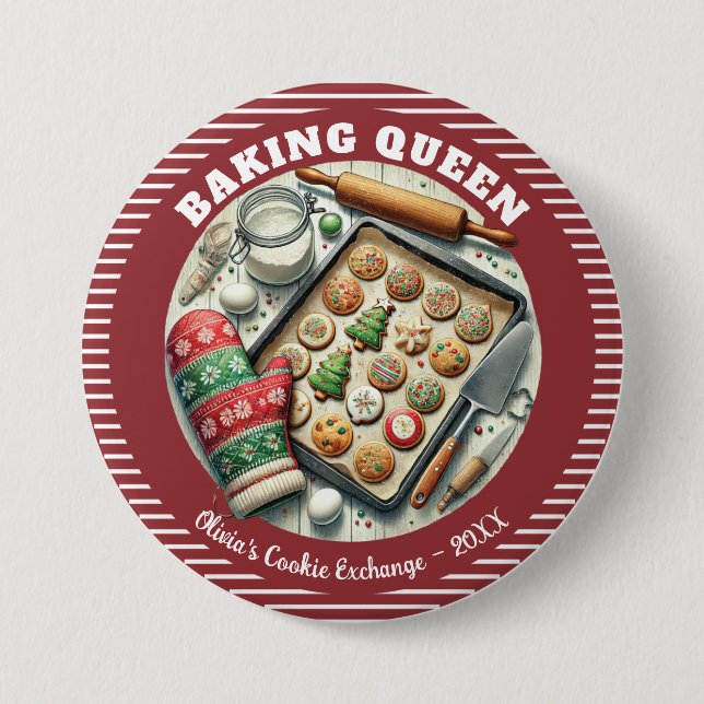 Baking Queen Holiday Cookie Prize Award Button (Front)