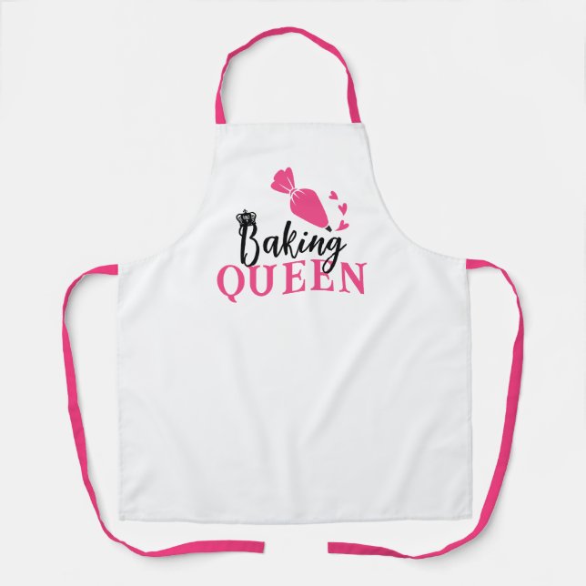 Baking Queen Pastry Chef Cute Pink Piping Bag Apron (Front)