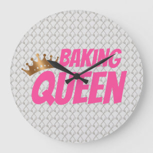 Baking Queen Pattern for Cake and Sweets Lovers Large Clock