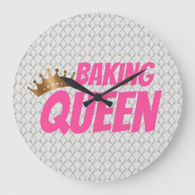 Baking Queen Pattern for Cake and Sweets Lovers Large Clock (Front)