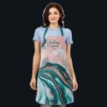 Baking Queen Rose Gold Glitter Pink Teal Marble Apron<br><div class="desc">The design depicts a modern, chic, elegant, and girly faux printed rose gold sequin glitter and pink, white, and teal green painted swirly marble pattern. It's cool, unique, and trendy. It also includes the quote, "Baking queen, " with hearts and a monogram name. It's adorable, playful, sweet, and unique. ***IMPORTANT...</div>