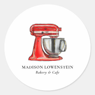 Baking Red Whisk Caterer Pastry Chef  Classic Round Sticker