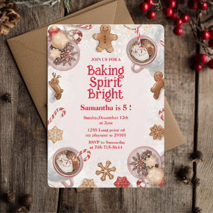 Baking Spirit Bright Christmas Cookie Birthday Invitation