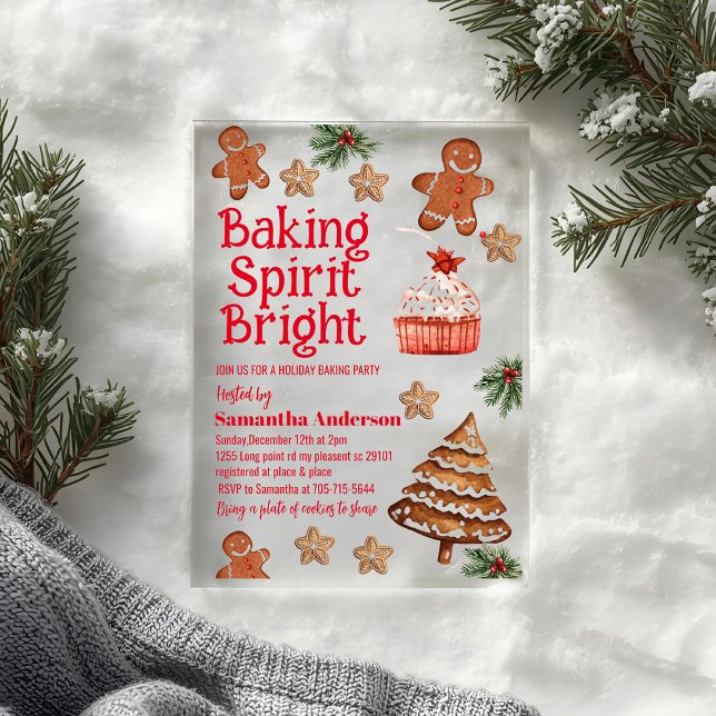 Baking Spirit Bright | Christmas Cookie Exchange  Acrylic Invitations (Creator Uploaded)
