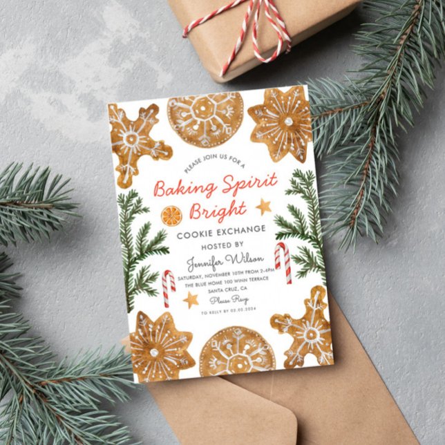 Baking Spirit Bright Cookie Exchange Party  Invitation (Creator Uploaded)