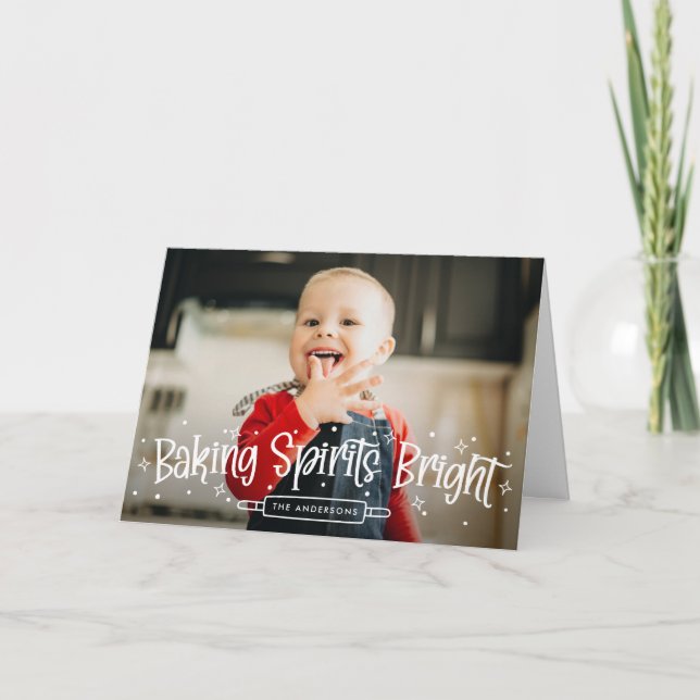 Baking Spirits Bright 2 Photo Holiday Card (Front)