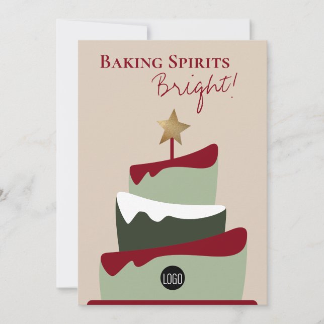 Baking spirits bright Bakery humour Christmas Holiday Card (Front)
