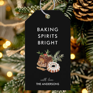 Baking Spirits Bright Black Christmas Cookie Gift Tags