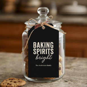 Baking Spirits Bright Black Christmas Gift Tags