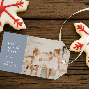 Baking Spirits Bright   Blue Grey Fun Kids Photo Gift Tags