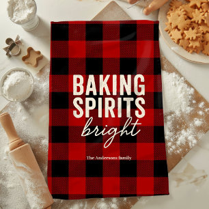 Baking Spirits Bright Buffalo Plaid Christmas Tea Towel