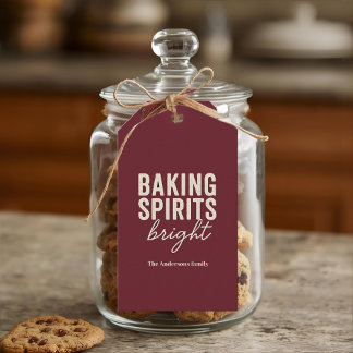 Baking Spirits Bright Burgundy Christmas Gift Tags