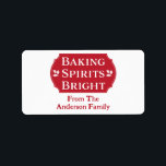 Baking Spirits Bright Christmas Baking Label<br><div class="desc">Baking Spirits Bright Christmas Baking sticker. Use on your holiday Christmas baked goods packaging. Fun way to share your homemade treats with neighbours,  co-workers,  friends and family. Use as gift tags. The perfect sticker that let's people know that your handmade baked goods are from your kitchen.</div>