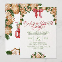 Baking spirits bright Christmas cookie invitation