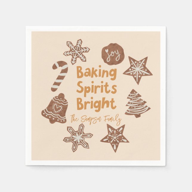 Baking Spirits Bright Christmas Cookie Yellow Napkin (Front)