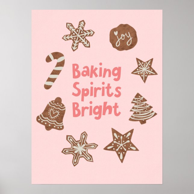 Baking Spirits Bright Christmas Cookies Pink Poster (Front)