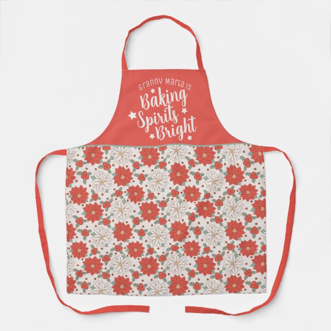 Baking Spirits Bright Christmas Floral Custom Apron (Front)