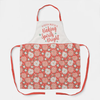 Baking Spirits Bright Christmas Floral Custom Apron
