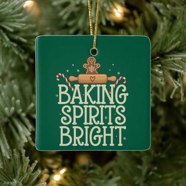 Baking Spirits Bright Christmas Funny Xmas Baker Ceramic Ornament (Tree)