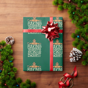Baking Spirits Bright Christmas Funny Xmas Baker Wrapping Paper