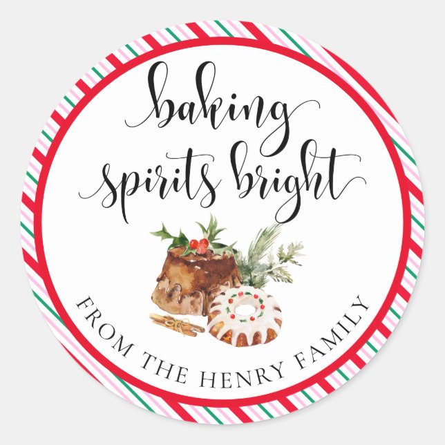 Baking Spirits Bright Christmas Gift Tag Stickers (Front)