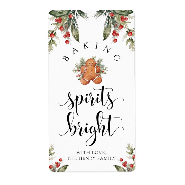 Baking Spirits Bright Christmas Gift Tag Stickers (Front)