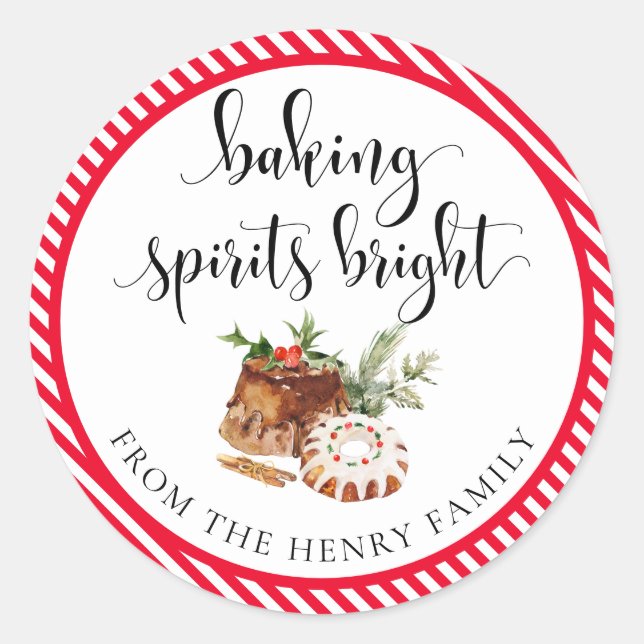 Baking Spirits Bright Christmas Gift Tag Stickers (Front)