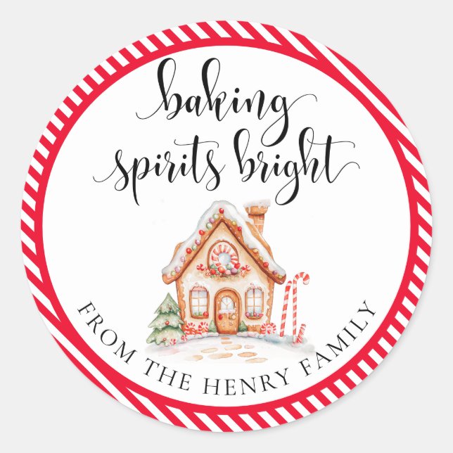 Baking Spirits Bright Christmas Gift Tag Stickers (Front)
