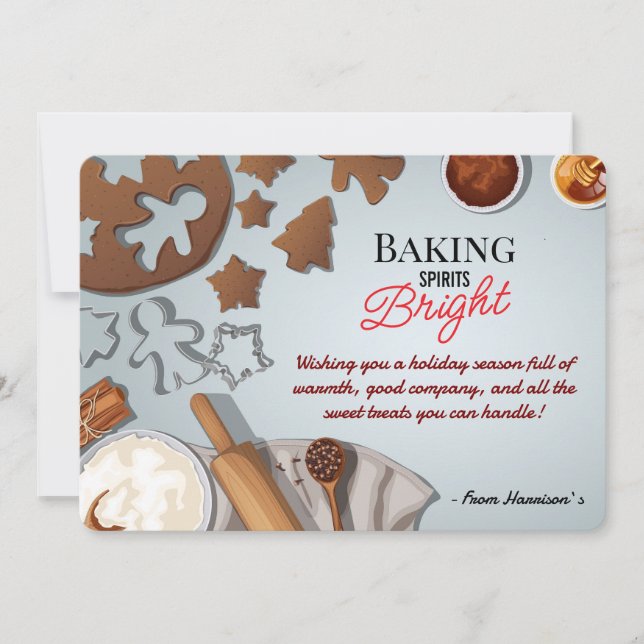 Baking Spirits Bright Christmas Gingerbread Holiday Card (Front)