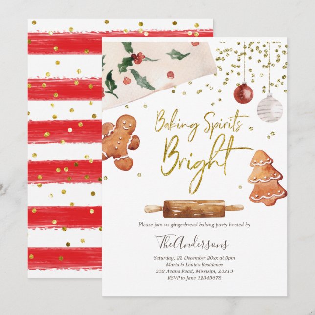 Baking Spirits Bright Christmas Party Invitation (Front/Back)