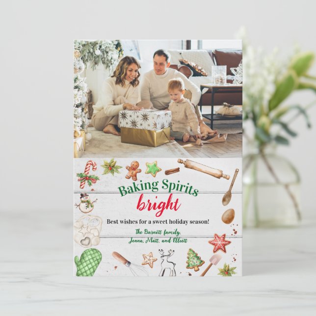 Baking Spirits Bright Christmas Photo Holiday Card (Standing Front)
