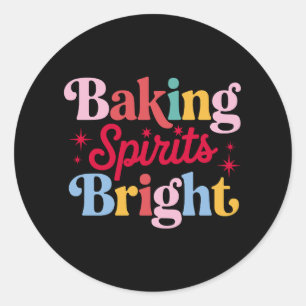 Baking Spirits Bright Christmas Retro Groovy Xmas Classic Round Sticker