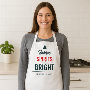 Baking Spirits Bright Christmas Tree Custom Name Apron