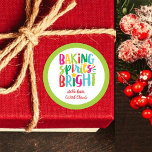 Baking Spirits Bright Colourful Christmas Treats Classic Round Sticker<br><div class="desc">This Christmas design features the text "baking spirits bright" in fun, colourful typography. Click the customise button for more flexibility in adding/modifying the text and/or graphics! Variations of this design as well as coordinating products are available in our shop, zazzle.com/store/doodlelulu. Contact us if you need this design applied to a...</div>