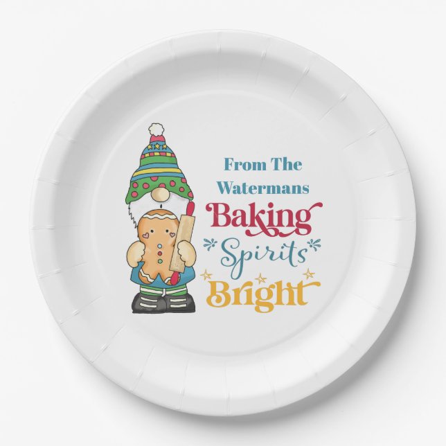 Baking Spirits Bright Cookie Christmas Holiday  Paper Plate (Front)