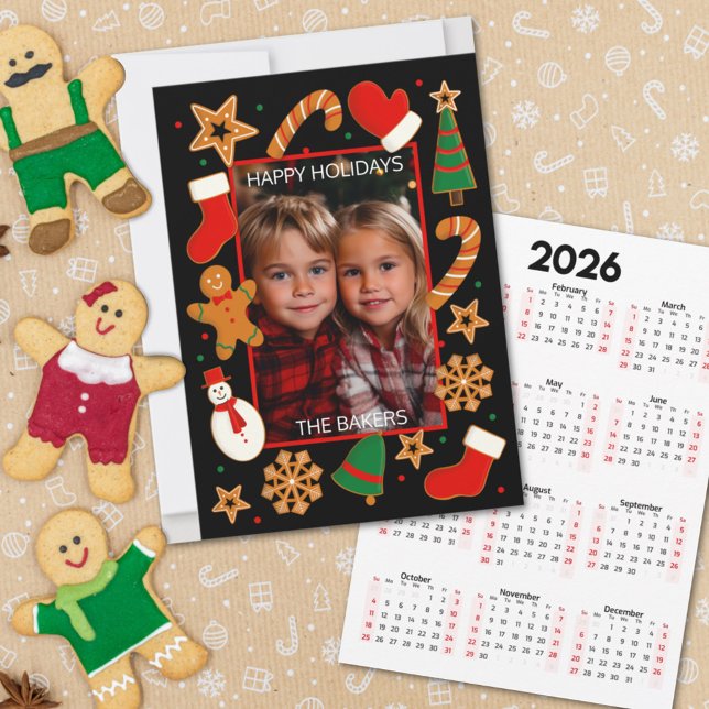 Baking Spirits Bright Cookie Custom Photo Calendar Holiday Card (Creator Uploaded)