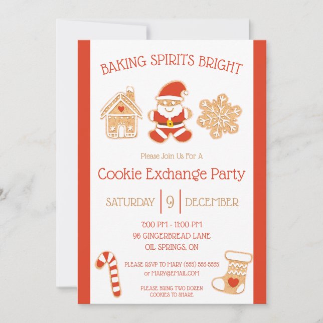 Baking Spirits Bright, Cookie Exchange Party Invitation (Front)