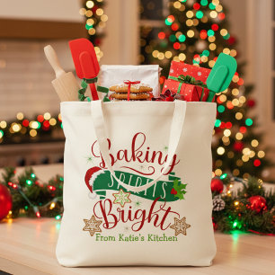 Baking Spirits Bright Festive Custom Holiday Tote Bag