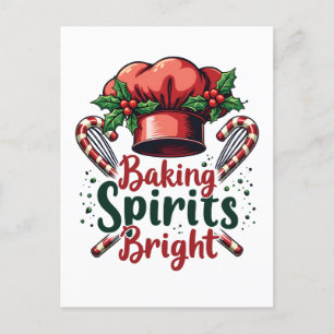Baking Spirits Bright Funny Baking Chef Baker   Announcement Postcard