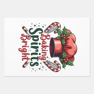 Baking Spirits Bright Funny Baking Chef Baker   Wrapping Paper Sheet