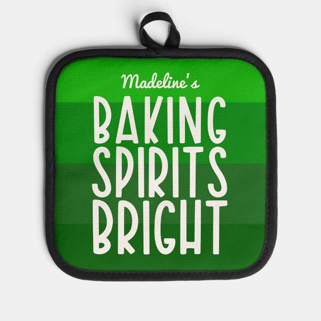 Baking Spirits Bright Funny Green Holiday Pot Holder (Creator Uploaded)